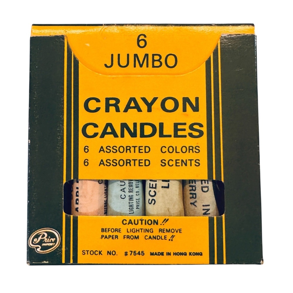 Vintage Price Import 6 Jumbo Emergency Crayon Candles Assorted Scents #7545